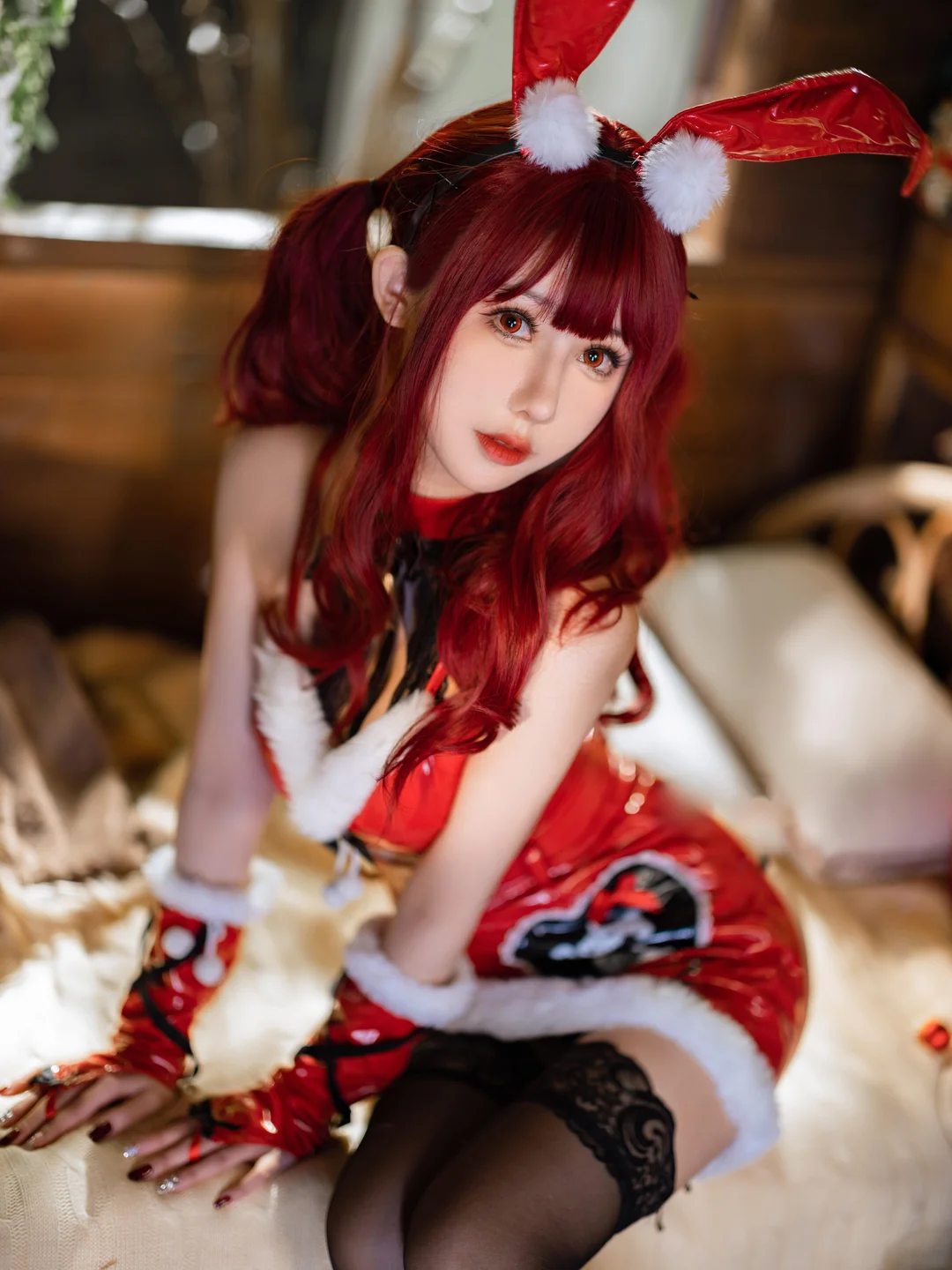 仙女月 - 红色圣诞兔 [32P-840MB] tg@simisebaisi 【丝足阁】006.webp